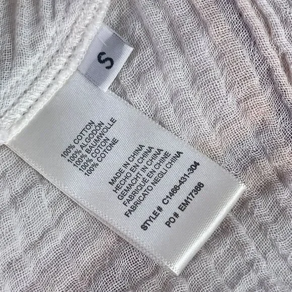 Anthropologie Cloth & Stone Mina Cream/Purple/Peach Gauze Self Tie Top Sz S - Picture 8 of 9